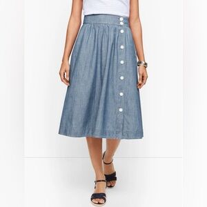 NWOT TALBOTS DENIM BUTTON FRONT MIDI SKIRT SIZE 14P